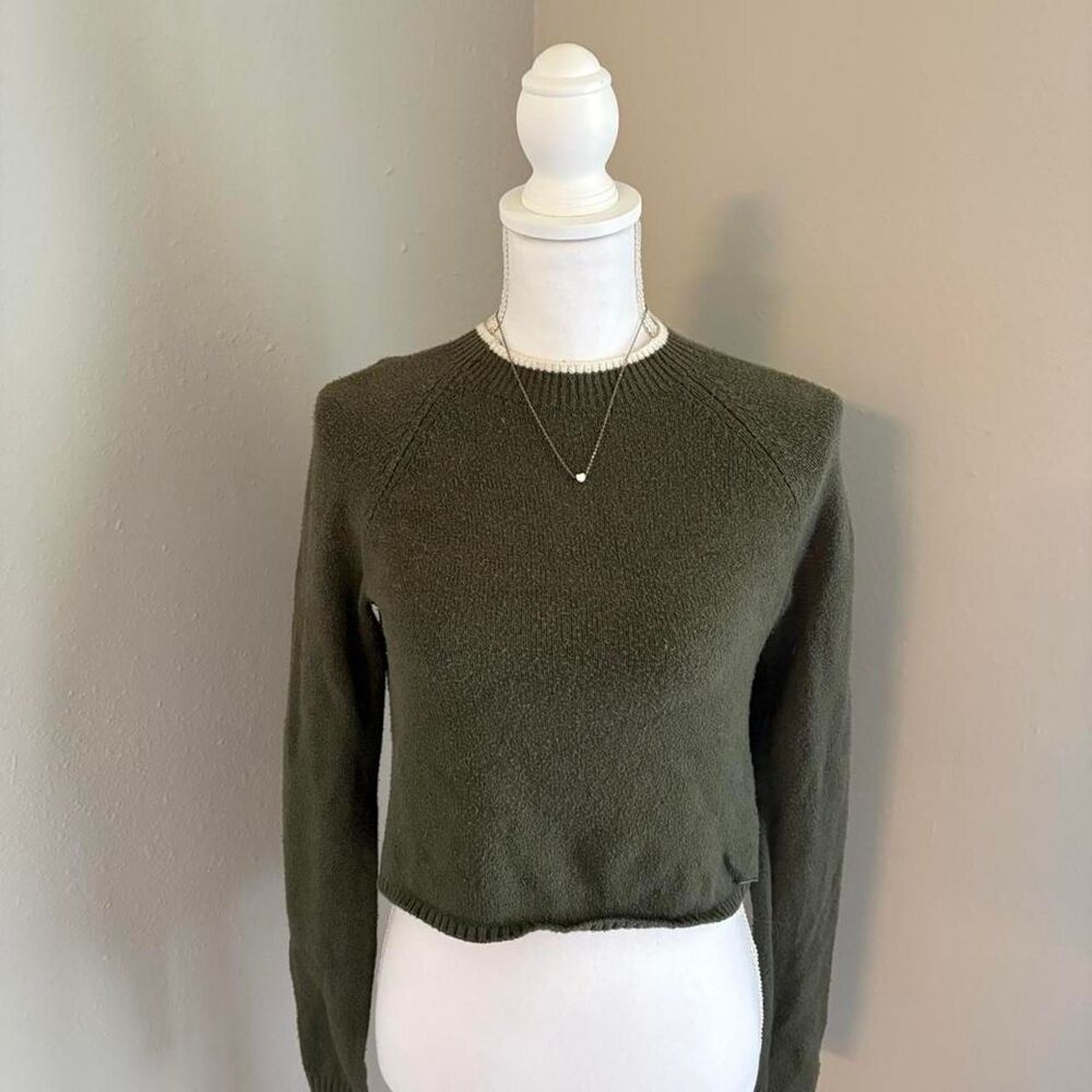Hollister-co Women's Green and Khaki Sweatshirt